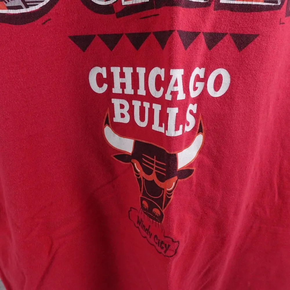 Chicago Bulls Shirt Mens XL Red NBA Basketball Windy City Tee Mitchell & Ness